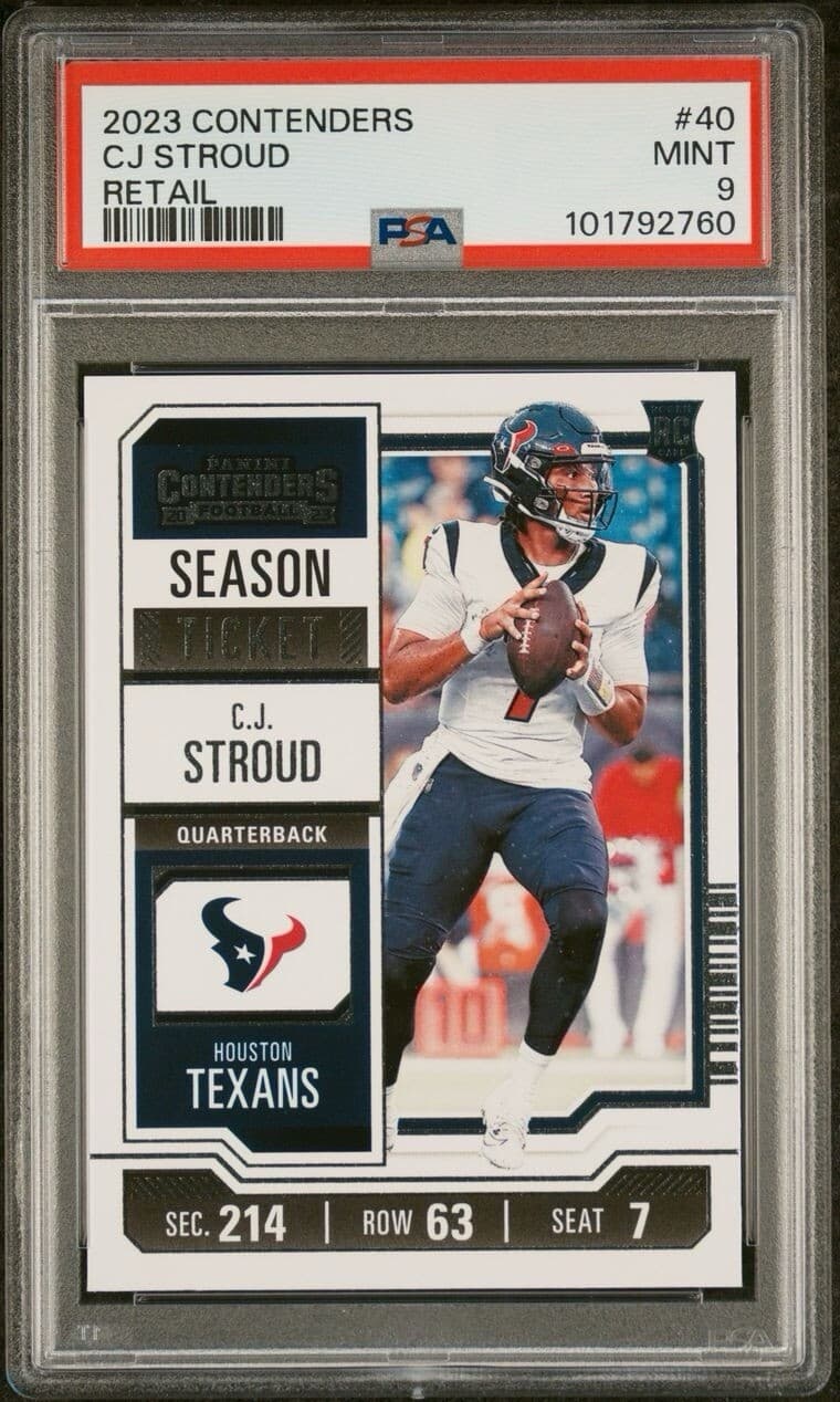 2023 Panini Contenders - Season Ticket Retail #40 C.J. Stroud (RC). PSA 9.