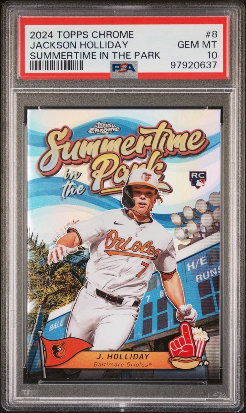 2024 Topps Chrome - Summertime in the Park Jackson Holliday #SITP-8 (RC). PSA 10