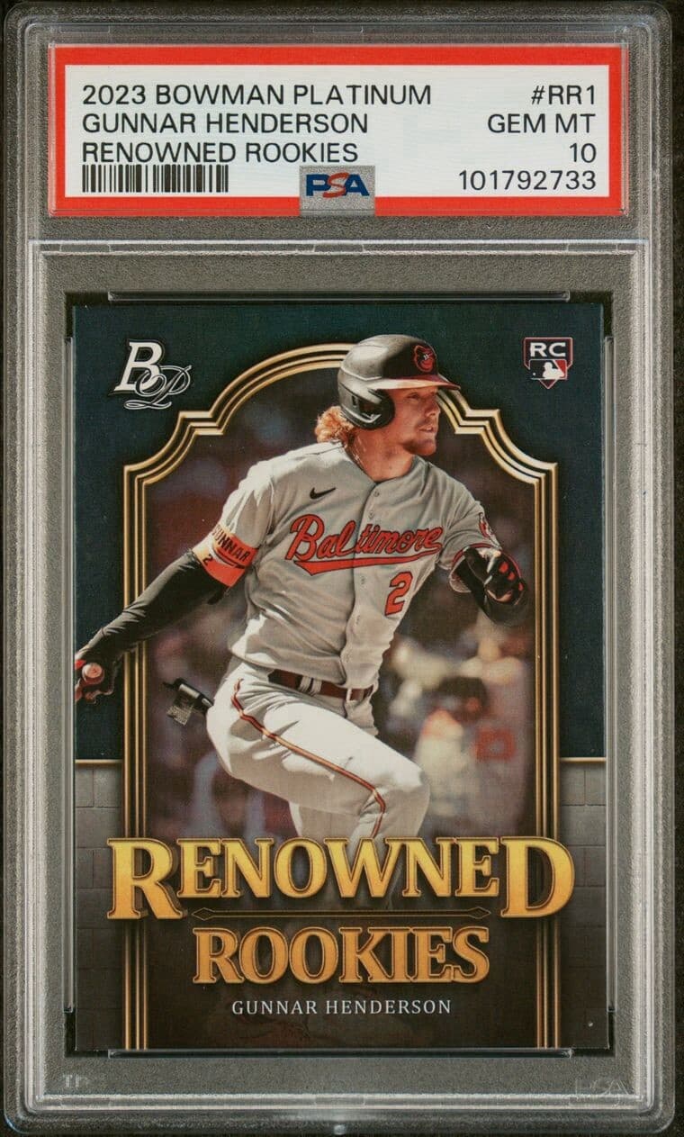 2023 Bowman Platinum - Renowned Rookies Gunnar Henderson (RC). PSA 10. Pop 17!