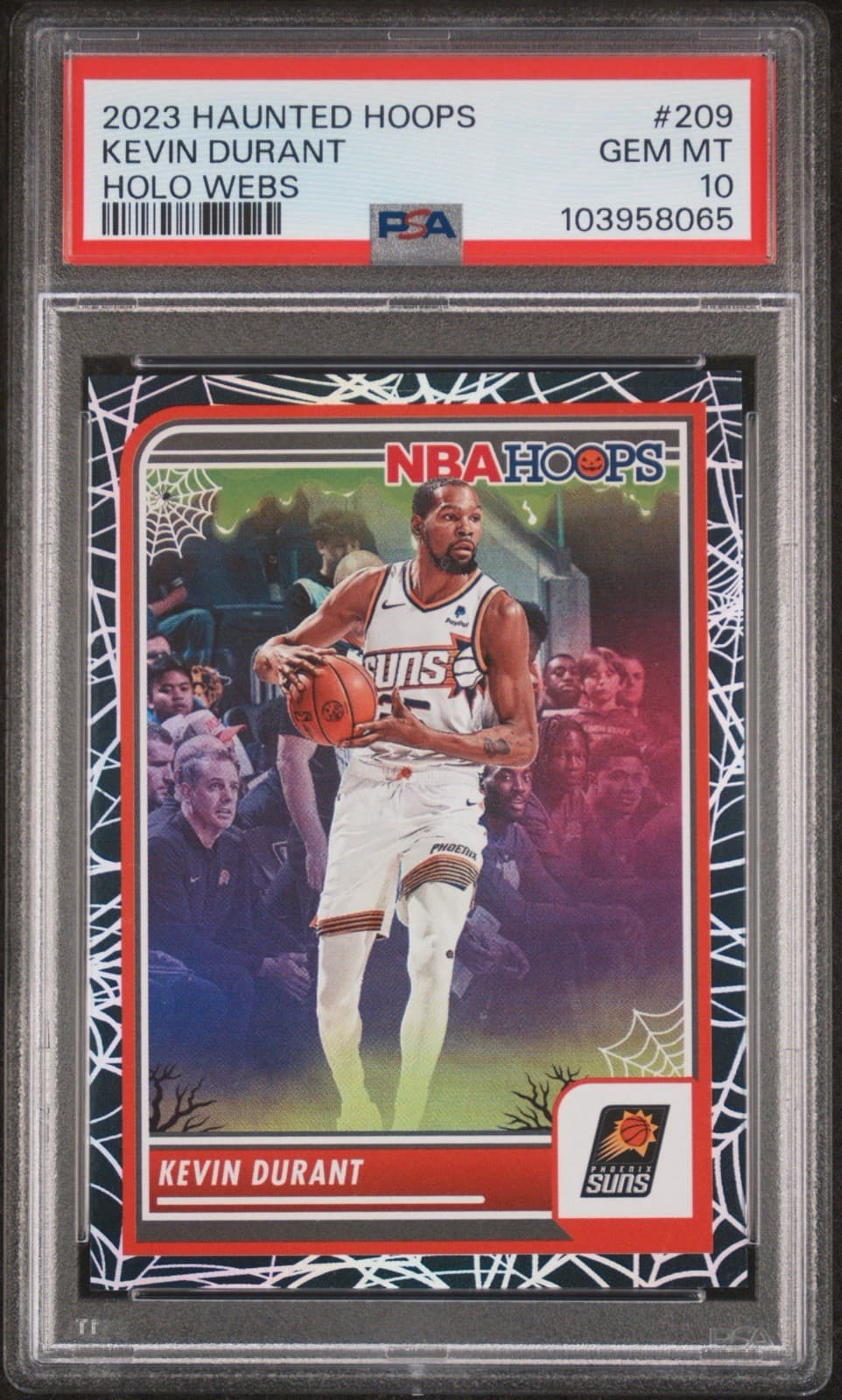 2023-24 Panini Haunted Hoops - Kevin Durant #209 Holo Webs (SP). PSA 10. Pop 4!