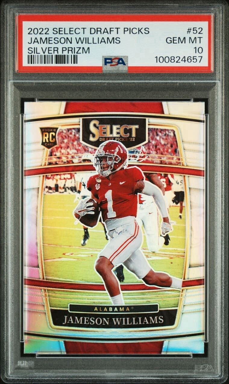 2022 Select Draft Picks Jameson Williams #52 Silver PSA 10 Pop 2 Alabama, Lions