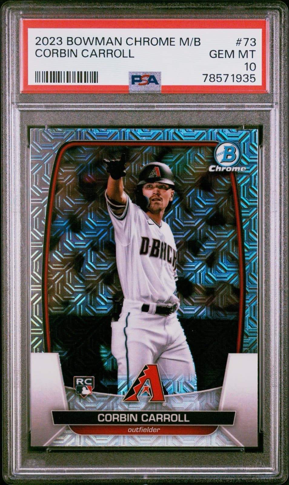 2023 Bowman Chrome Mojo Refractor Corbin Carroll (RC) #73. PSA 10 - GEM MT.
