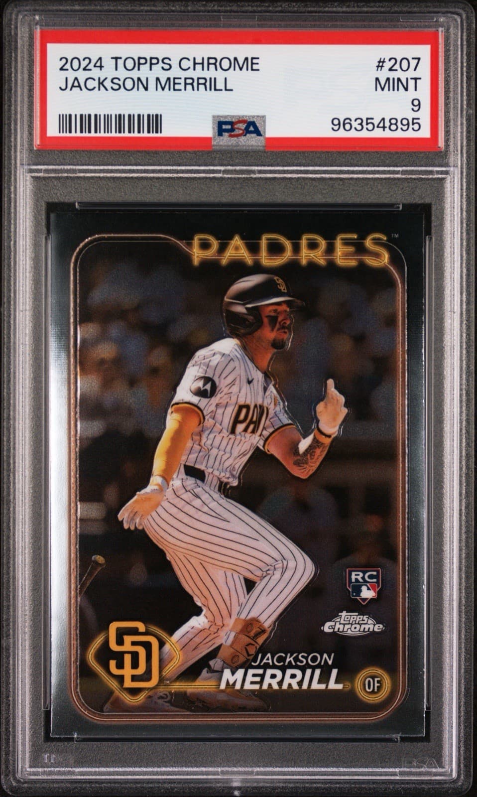 2024 Topps Chrome - Jackson Merrill #207 (RC). PSA 9 Mint