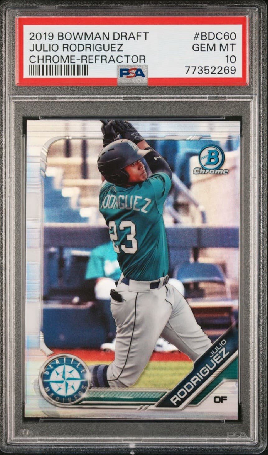 JULIO RODRIGUEZ 2019 BOWMAN DRAFT CHROME REFRACTOR #BDC60 RC PSA 10