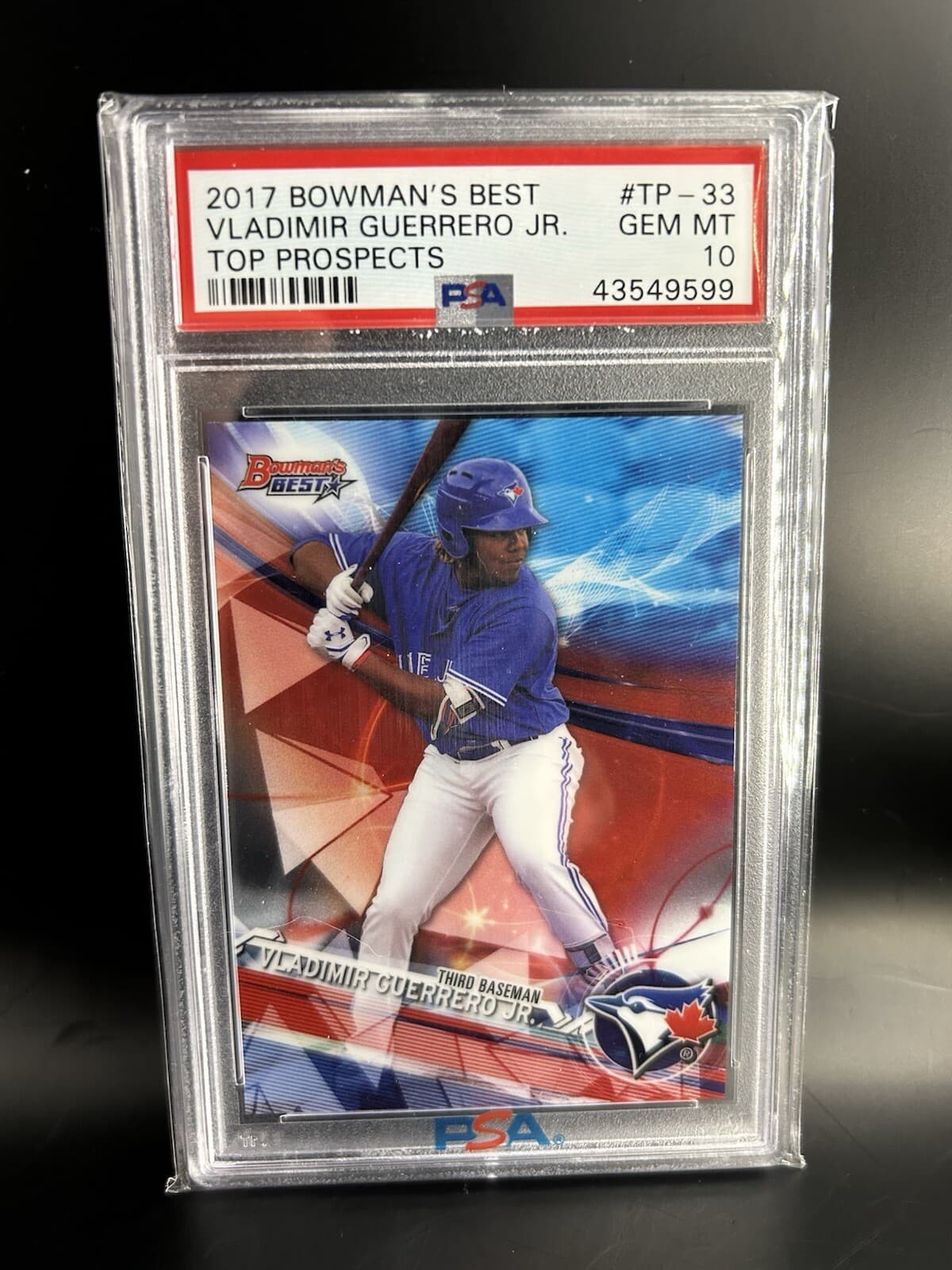 2017 Bowman's Best - Top Prospects #TP-33 Vladimir Guerrero Jr. (RC). PSA 10.