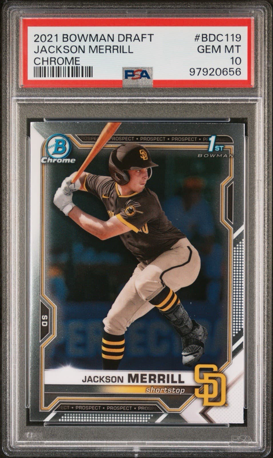 2021 Bowman Draft JACKSON MERRILL Chrome (RC) 1st Bowman. PSA 10 GEM MINT