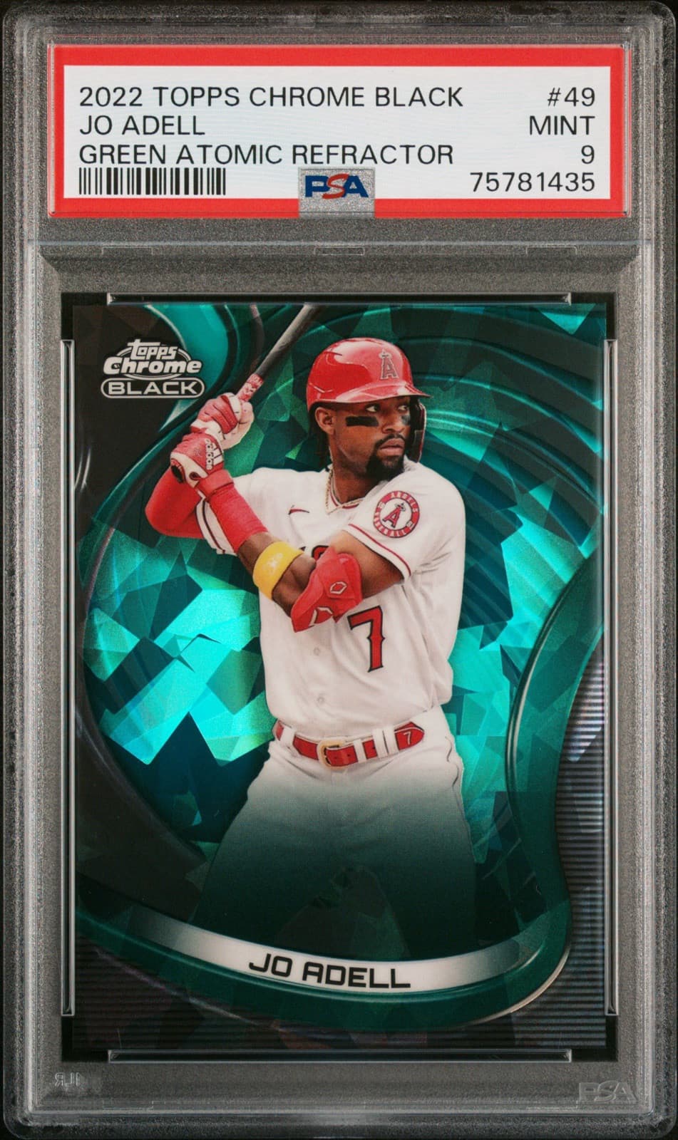 2022 Topps Chrome Black - Green Atomic Refractor #49 Jo Adell /99. PSA 9. Pop 1!