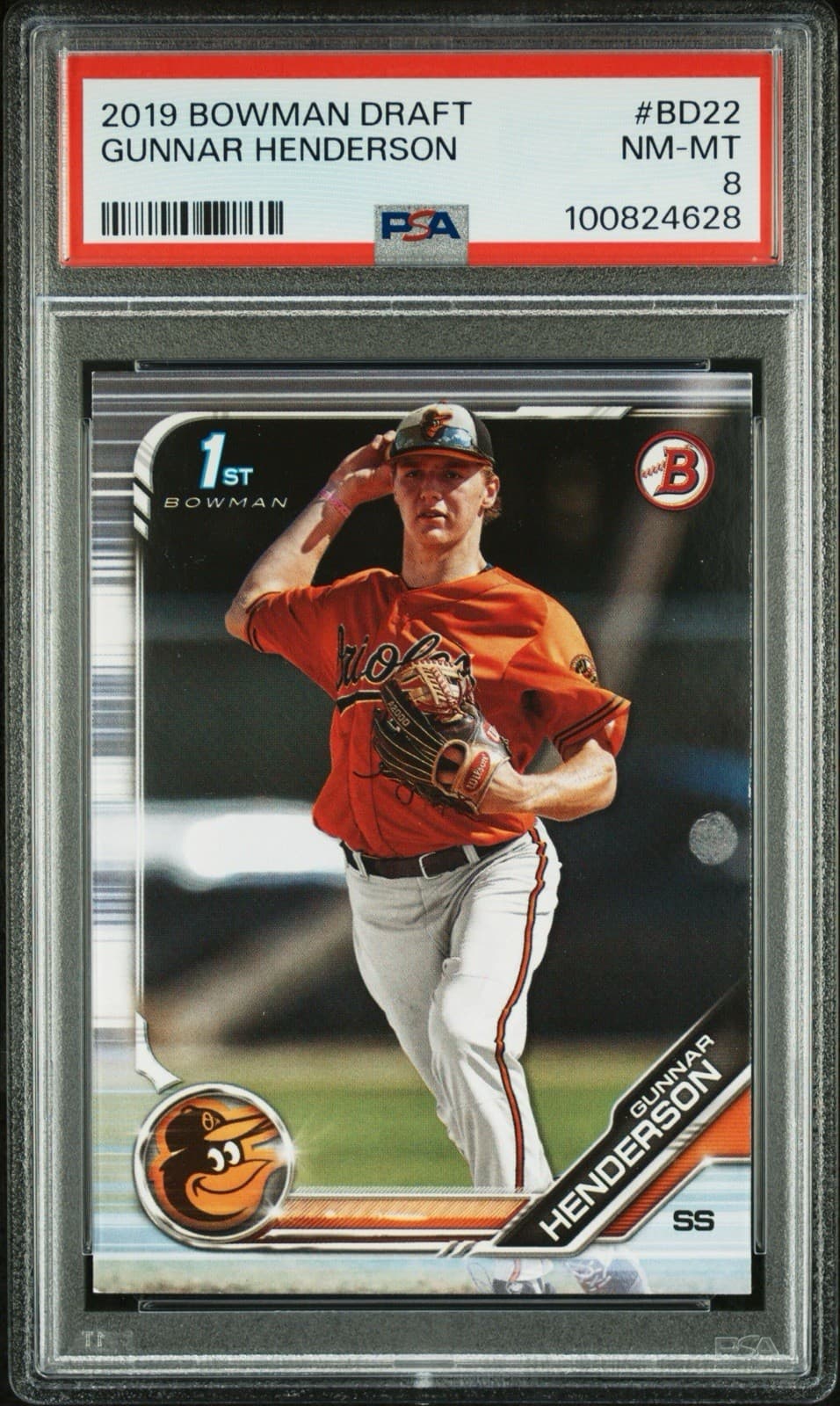 2019 Bowman Draft - Gunnar Henderson #BD-22 (RC). 1st Bowman. PSA 8 NM-MT