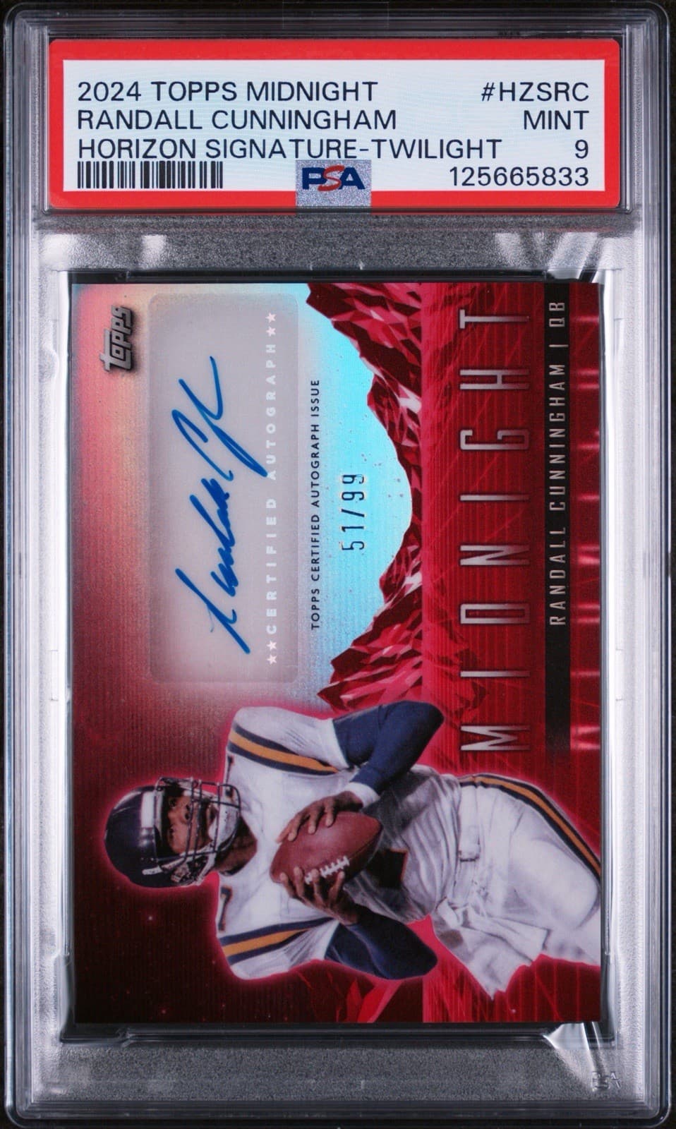 2024 Topps Midnight - Horizon Signatures Randall Cunningham Twilight /99. PSA 9