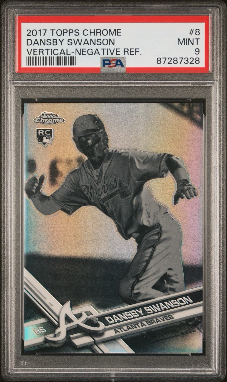 2017 Topps Chrome - Vertical Negative Refractor Dansby Swanson (RC) PSA 9. Pop 6