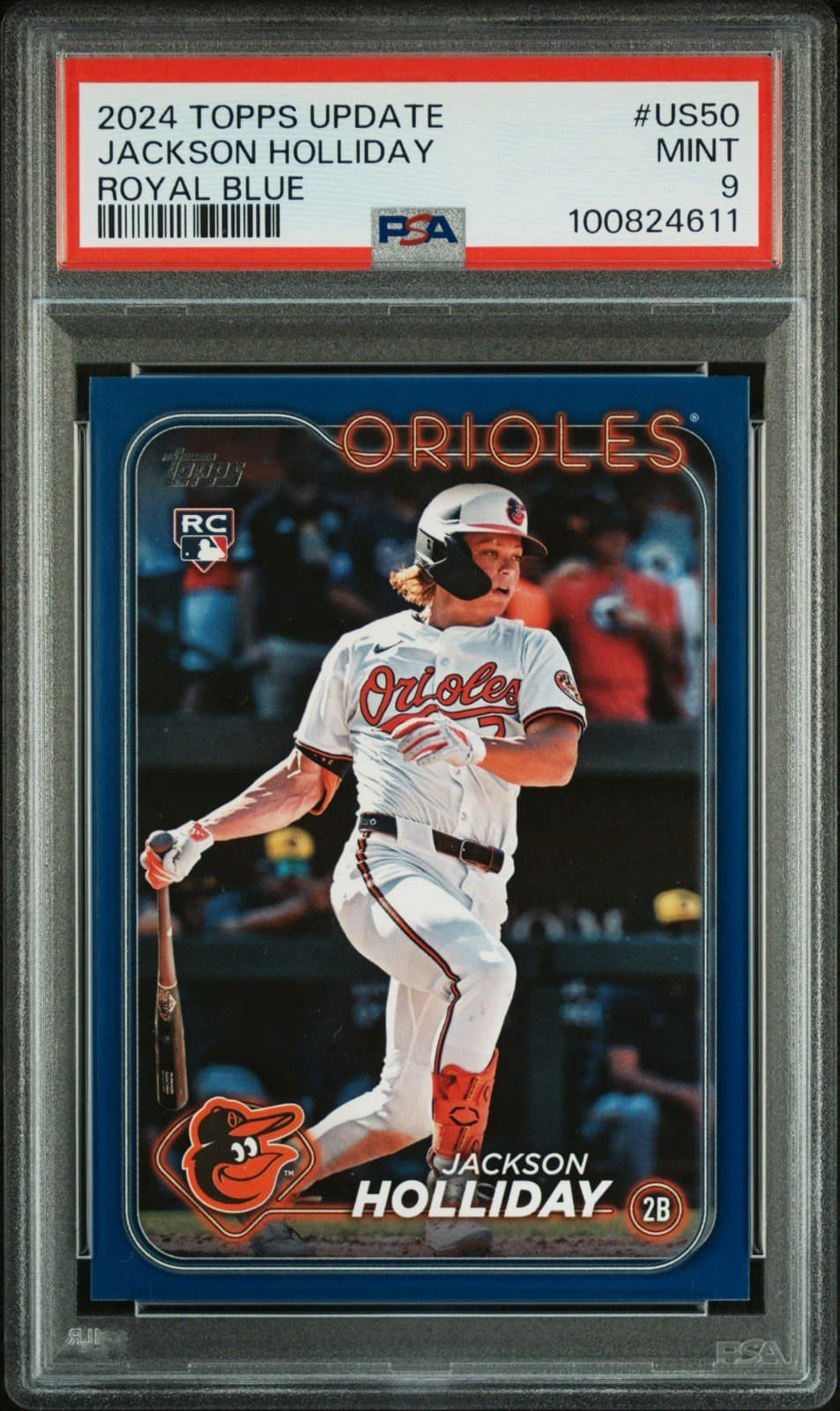 2024 Topps Update Series - Jackson Holliday #US50 Royal Blue (RC). PSA 9 Mint